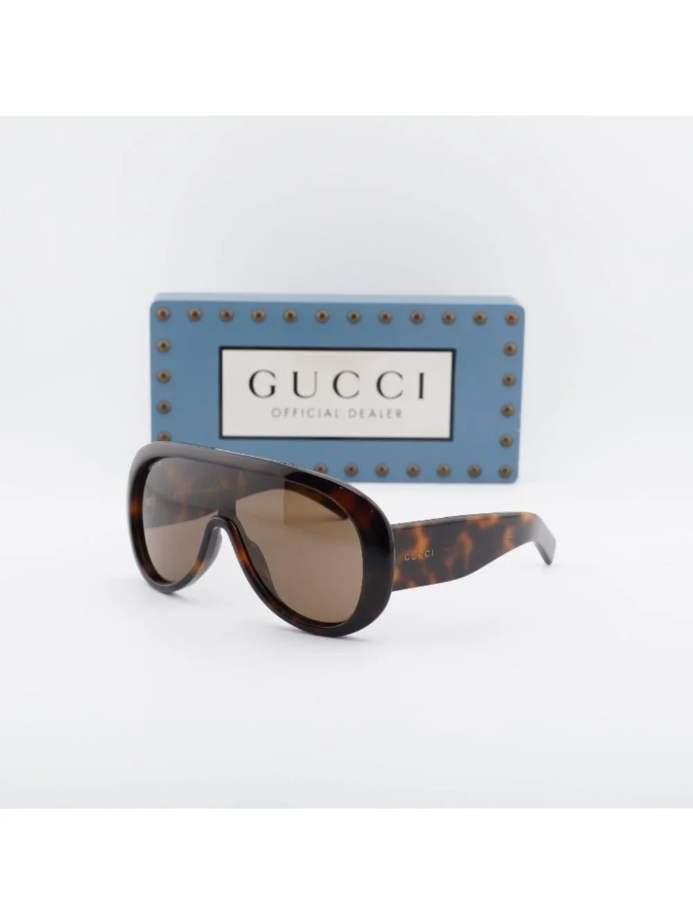 Gucci GG2164S 002 Shield Sunglasses – Havana / Brown